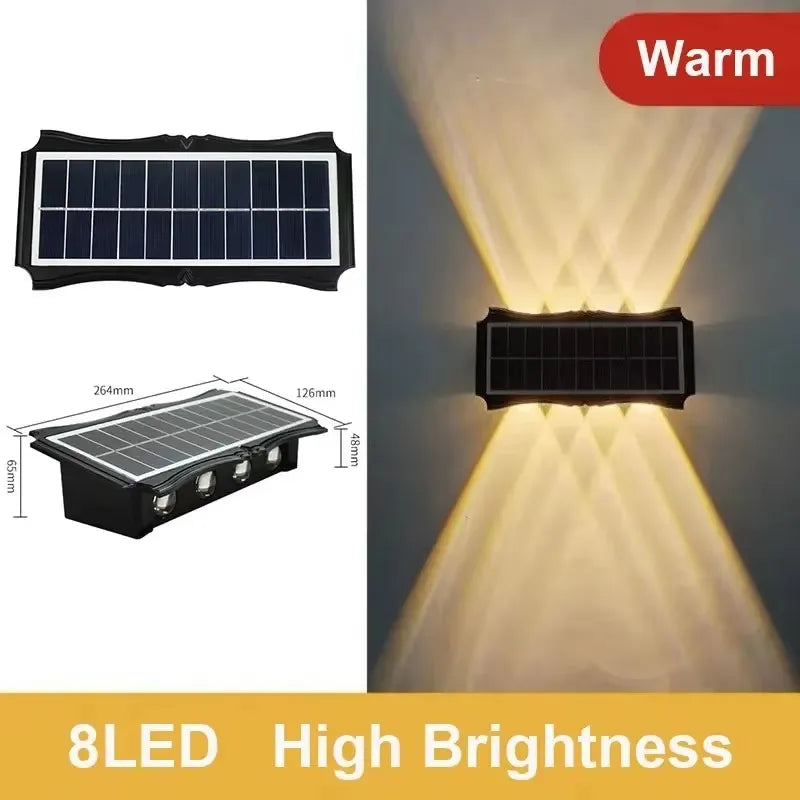 lampes murales solaires extérieures modernes led ip65 imperméables 6lumieres rgb blanc jaune