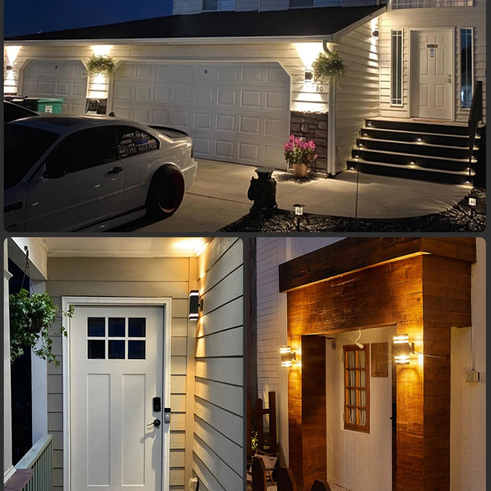 applique murale extérieure led étanche contemporaine géométrique noir blanc