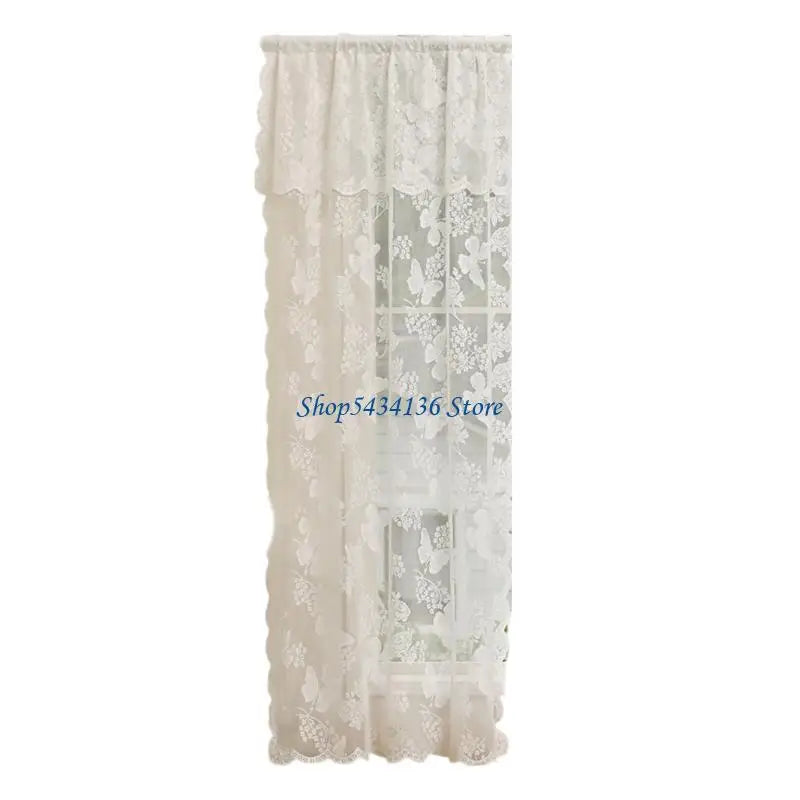 rideau noir blanc papillons dentelle transparent classique romantique fenêtre extérieure pastorale polyester