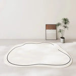 tapis blanc moderne rayé polyester doux antislip intérieur extérieur véranda chambre salon