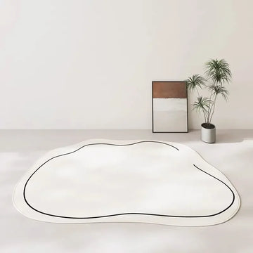 tapis blanc moderne rayé polyester doux antislip intérieur extérieur véranda chambre salon