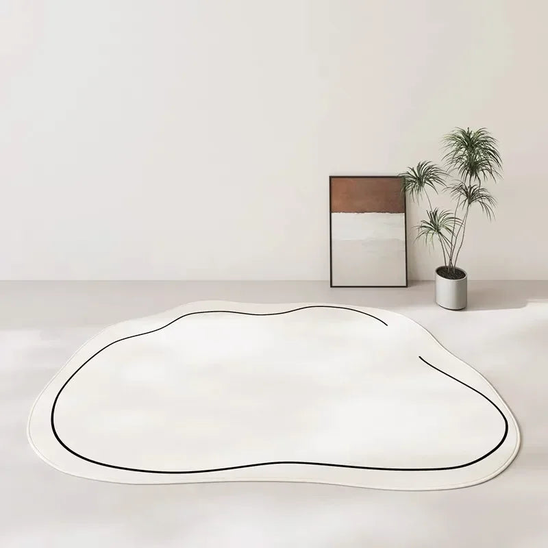 tapis blanc moderne rayé polyester doux antislip intérieur extérieur véranda chambre salon