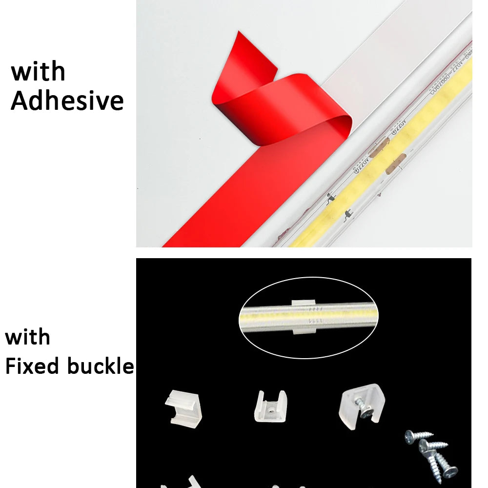 ruban led flexible cob 220v autocollant blanc chaud salon cuisine chambre moderne