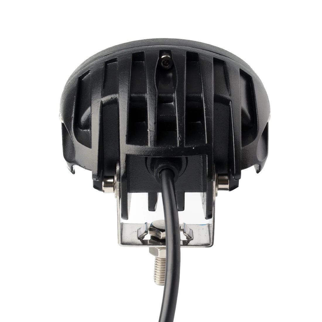 projecteur led ovale noir bleu lumière industrielle utilitaire fentes refroidissement support métallique serre joint