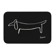 tapis sol antidérapant chien teckel noir blanc minimaliste artistique porte entrée decointérieur