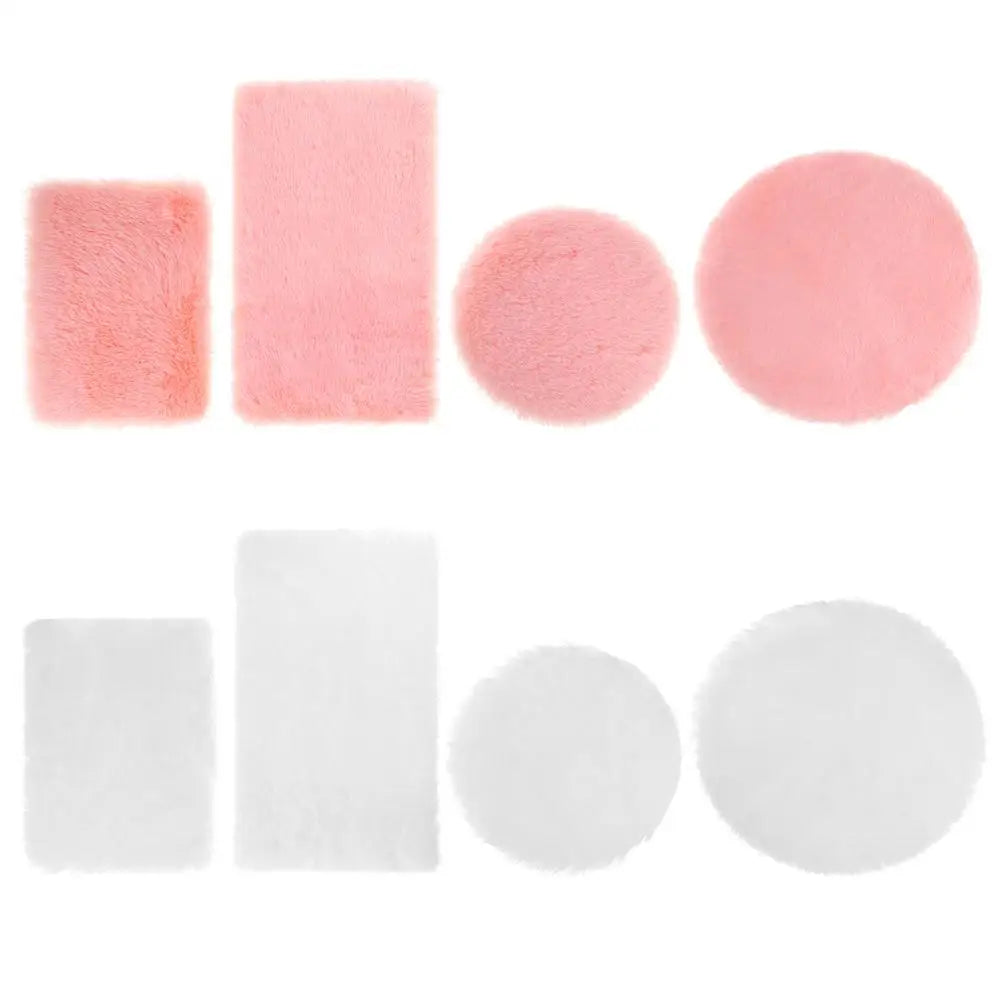 tapis peluche moderne rose blanc 11cm 15cm 18cm opacité accessoire poupée chambre enfant