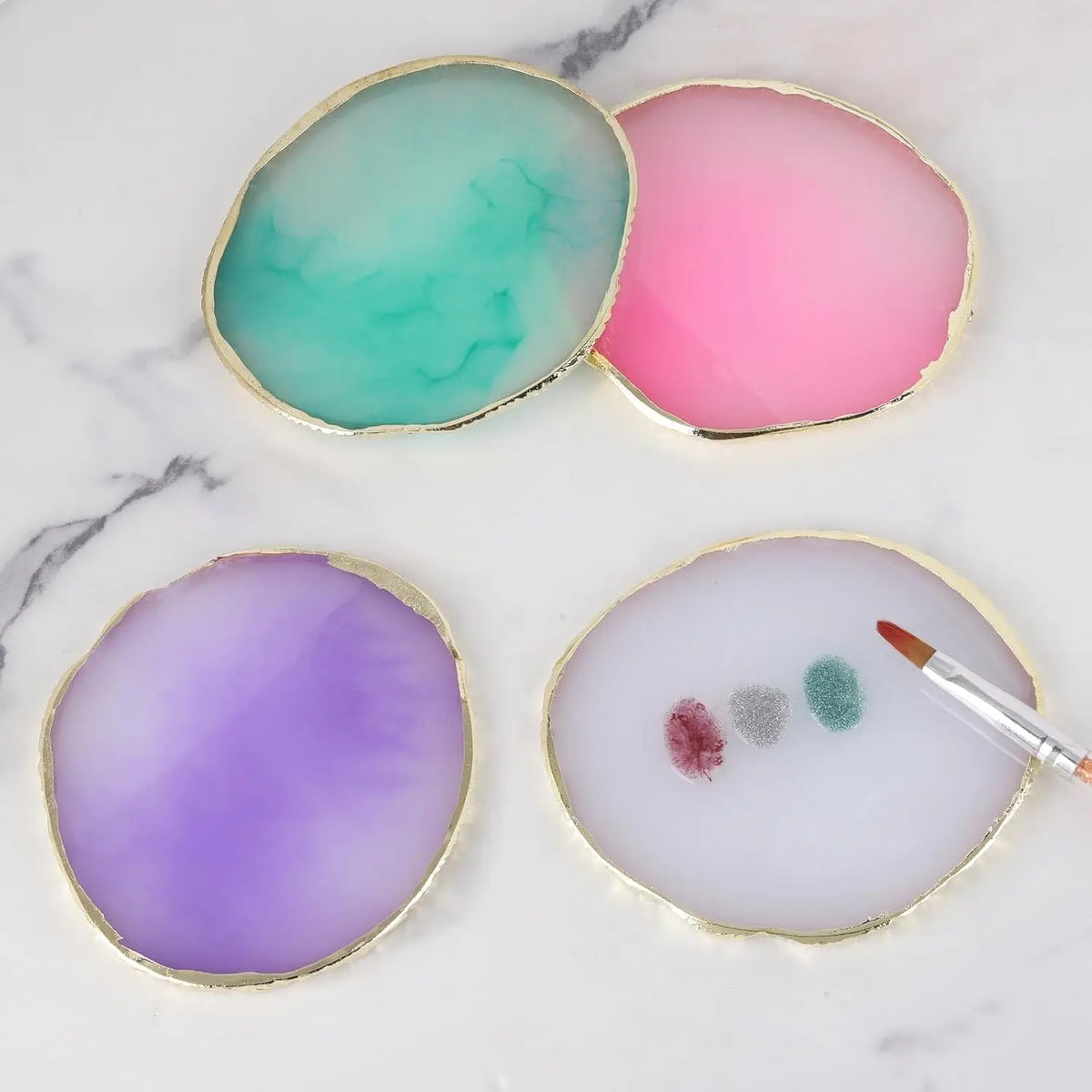 support bijoux moderne marbré vert rose gris blanc élégant boucles d'oreilles anneaux bracelet