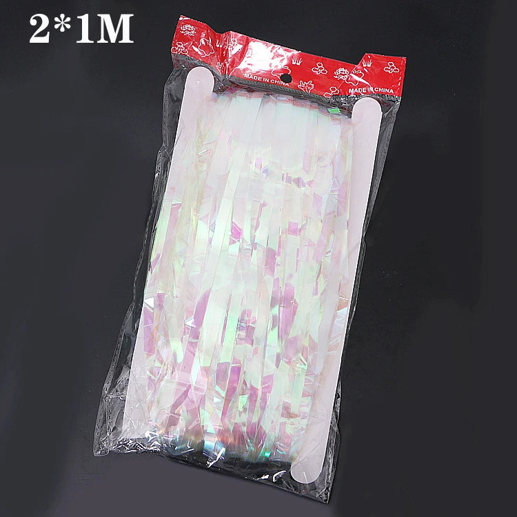 rideau festif pailleté franges rose gold noir violet rouge clips blancs HAPPY BIRTHDAY argentées