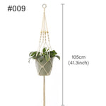 support plante suspendu macramé boho artisanal blanc beige orange tissé oeilletsextérieur exposition arbres