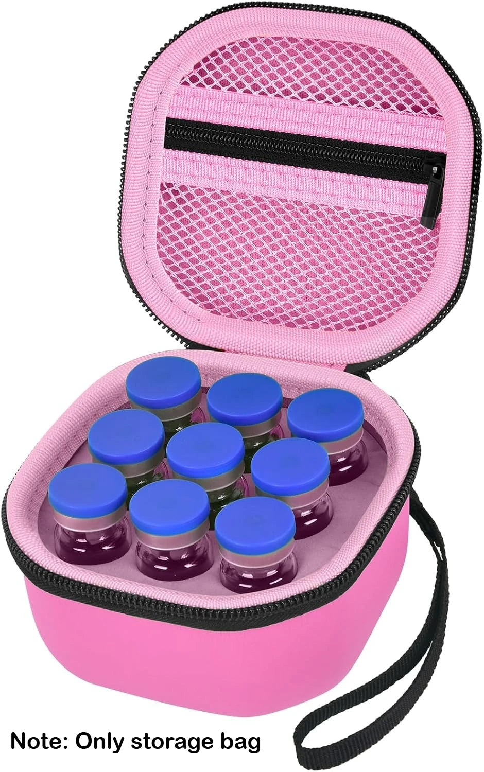 sac rangement bouteilles insuline rose douce texture moderne pratique ceinture transport bouteilles 10ml couvercles