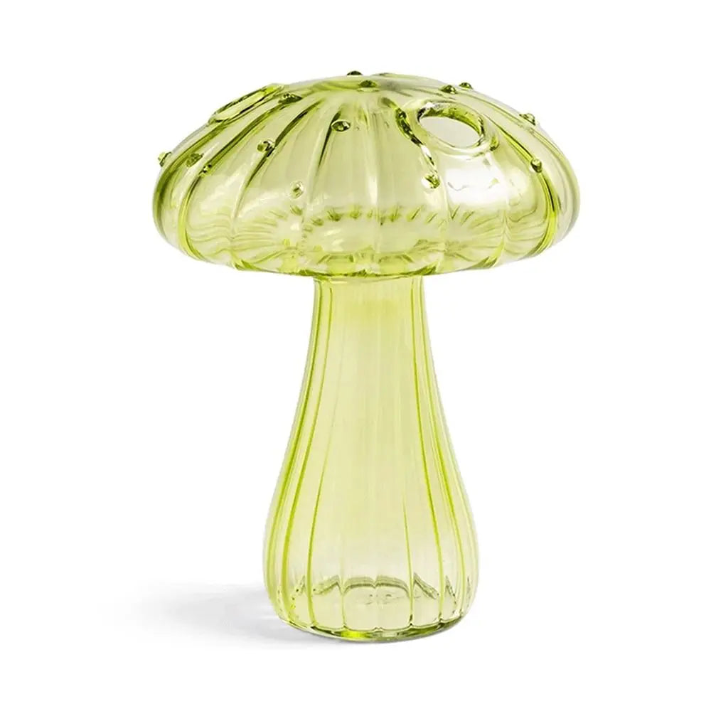 vase champignon transparent moderne bleu doré vert clair vert brun rouge jaune
