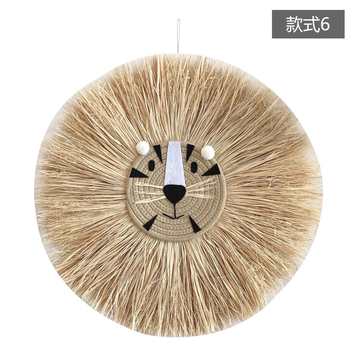 décoration murale couronne paille visage animé enfantine yeux sourire décos chambre enfantsOpaque