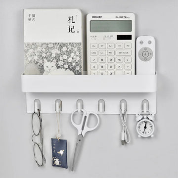 rangement mural blanc minimaliste porte clés lunettes ciseaux alarme boîtes rangement modernes