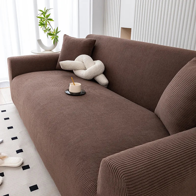 housses canapé polyestère beige rayures horizontales moderne lavable machine adaptable places