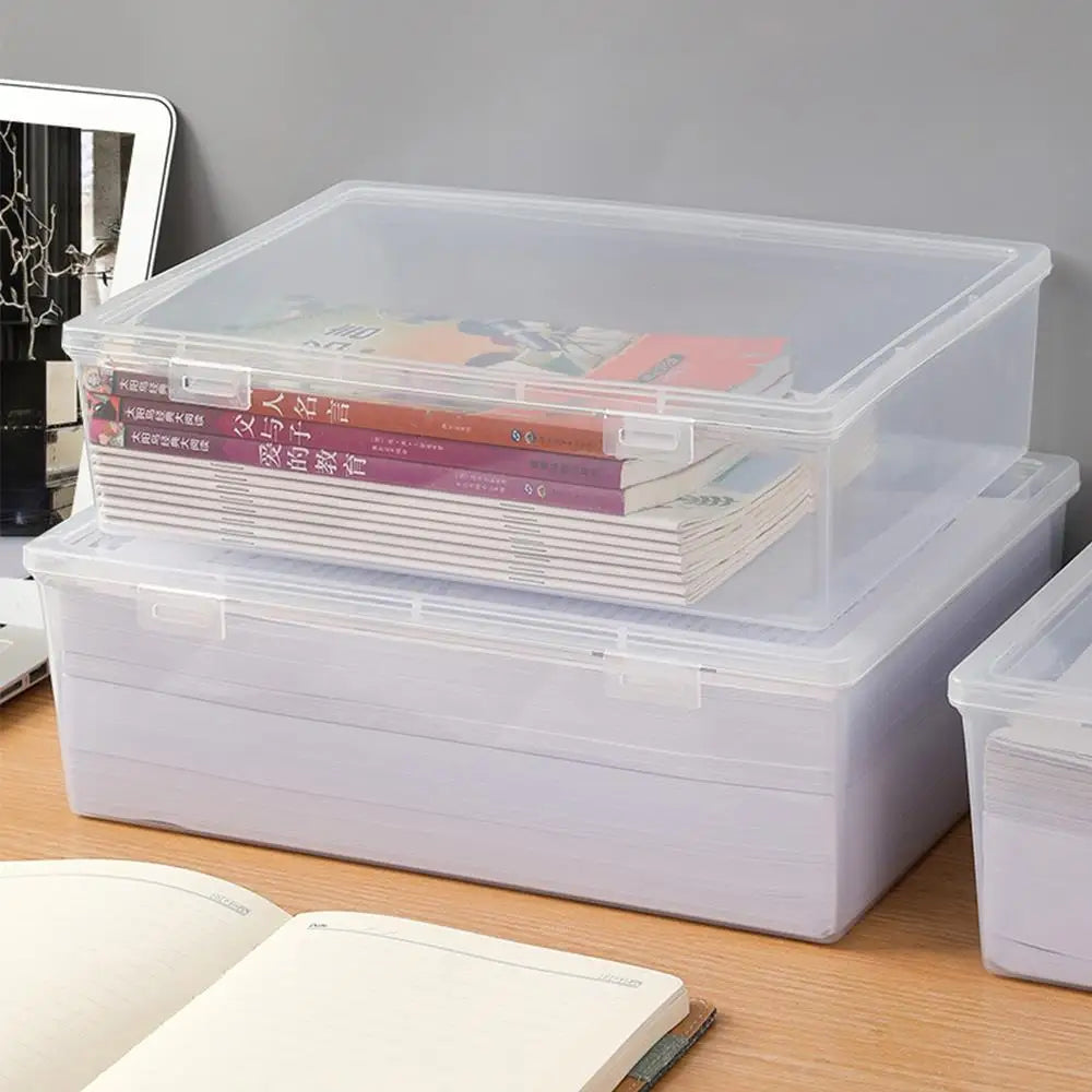 boîtes rangement transparentes modernes poignées grande capacité organisation documents imperméables plastique