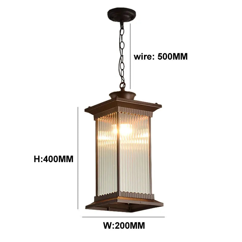 lampe suspendue marron foncé transparente classique rayures verticales chaîne salon étude chambre hall
