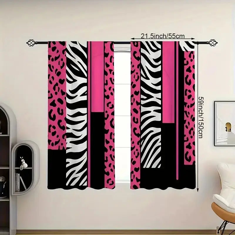 rideau léopard zèbre opacité moderne 100 polyester noir blanc rose chambre salonhôtel