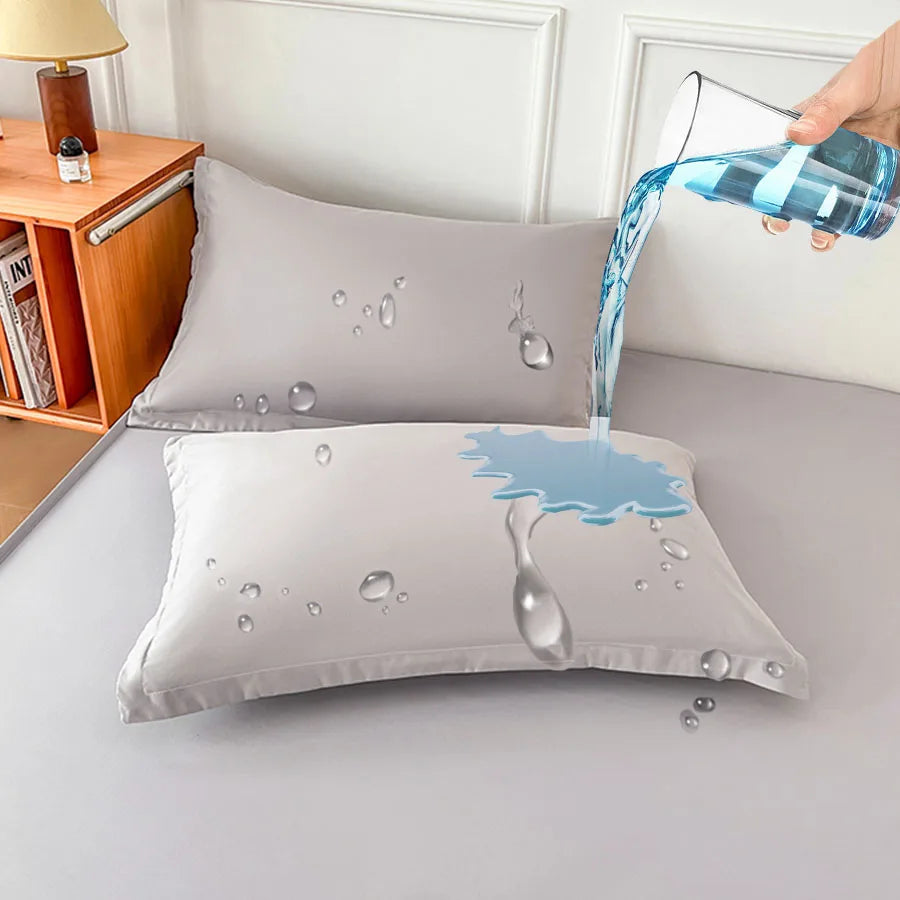protège oreiller imperméable blanc gris bleu marine vert rose gouttes d'eau moderne