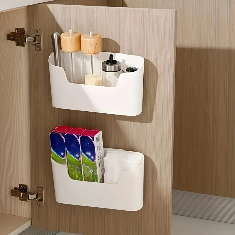 organisateur mural blanc minimaliste moderne rangement rectangle plastique adhésive épices magazines beaute toilettestylos diverseobjets
