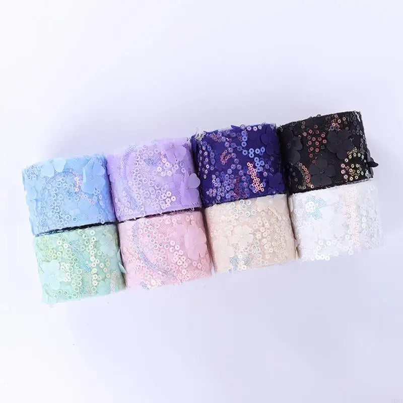 rubans decoratifs fleurs sequins transparents decor floral scintillant adhesifs rouleaux largeur six cm