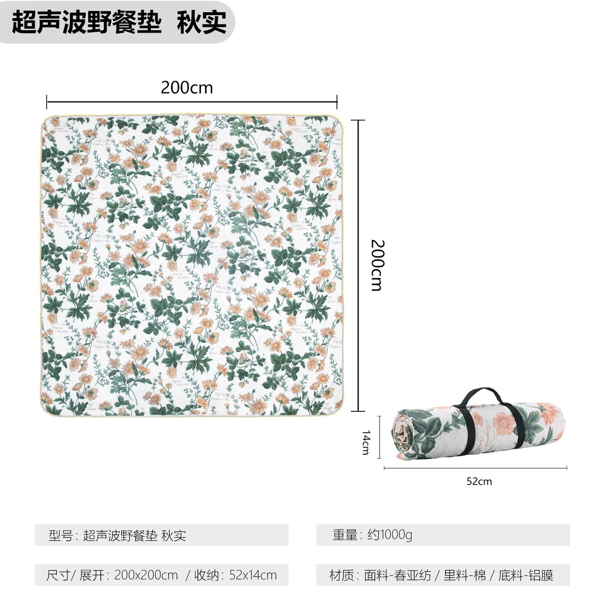tapis pique nique imperméable oxford cloth cartographique moderne noir blanc 200cm 300cm camping