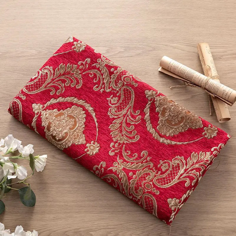 serviette tissu chenille 100 polyester floral rouge élégante classique résistante bricolage sofa matériau