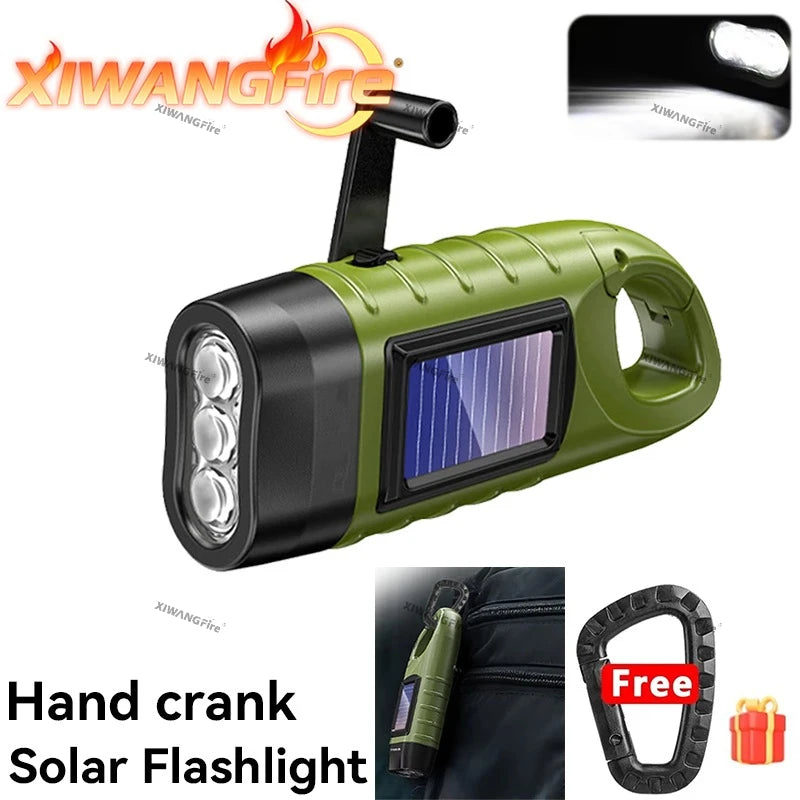torche solaire manivelle vert pratique anti dérapante batterie intégrée camping randonnée urgence