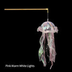 veilleuse suspendue méduse led rose bleu moderne chambre enfant décoration irisée