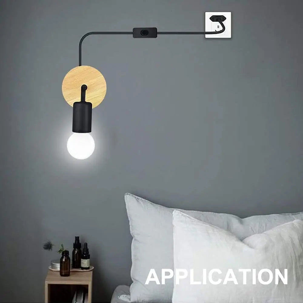 Lampes murales modernes bois clair noir blanc éclairage quotidien chambre entrée étude