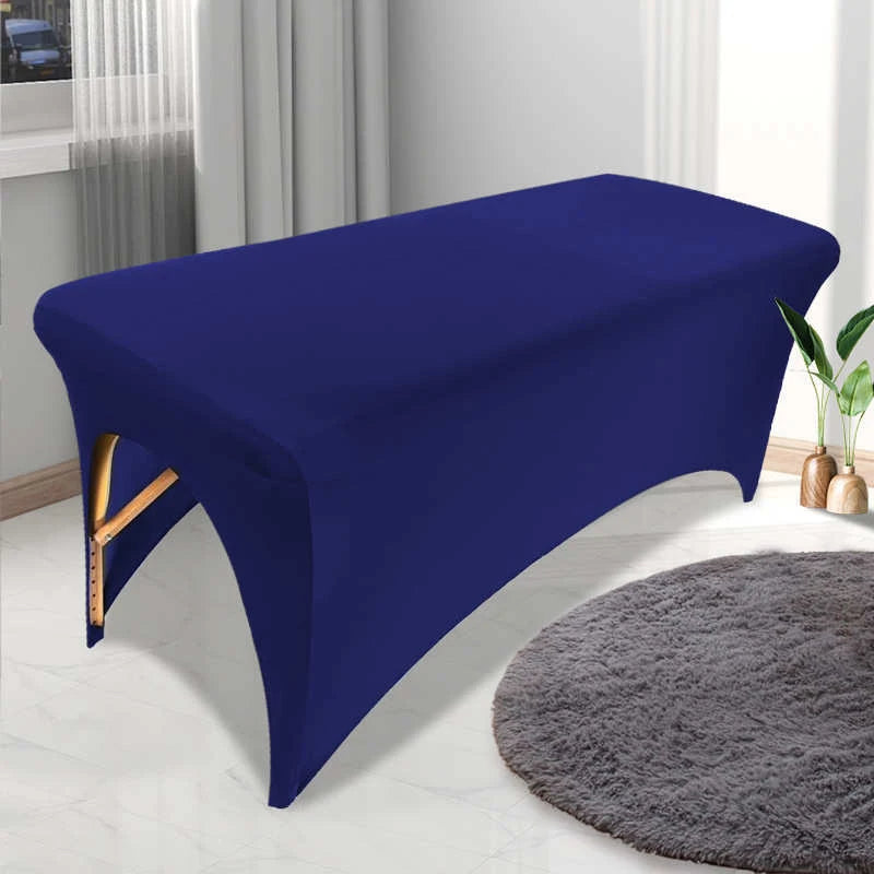 housse table extensible spandex polyester coton noir blanc rose bleu marine uni moderne clips
