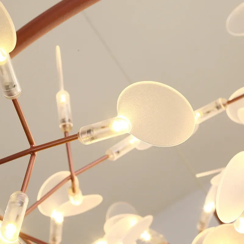 suspension lumineuse contemporaine ovale translucide or blanc 50cm 72cm 98cm