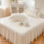 jeu lit dentelle blanche drap plat jupe lit taie oreiller romantique