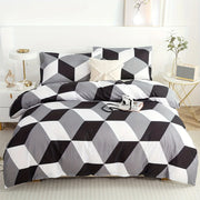 Housse de couette motifs géométriques avec fermeture éclair - Ensemble literie coton lavable machine