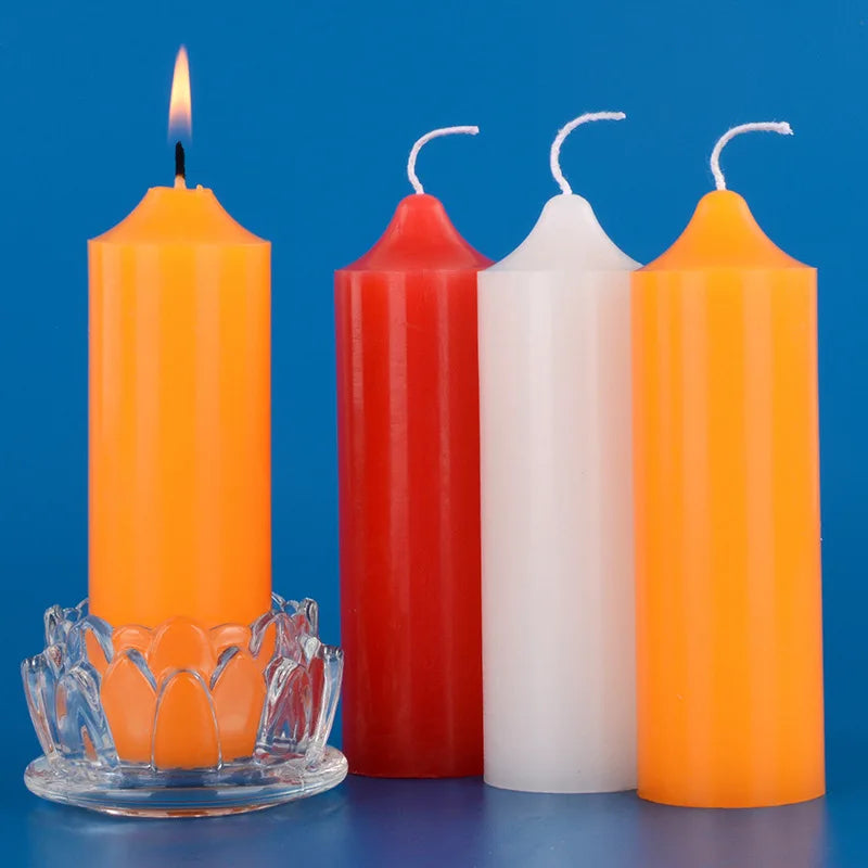 bougies classiques orange rouge blanc hautes lumineuses sans fumée décoration maison urgence