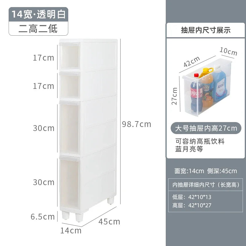 meuble rangement modulaire blanc boîtes transparentes roulettes organisation maison moderne