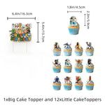 décoration fête animaux dessin animé ballons adhésifs couleurs vives gâteau cupcake happy birthday motifs