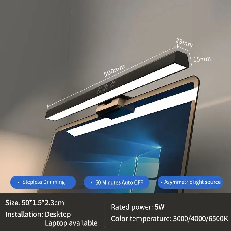 lampe led protection yeux clip magnétique moderne 50cm noir minimaliste(touches contrôle)