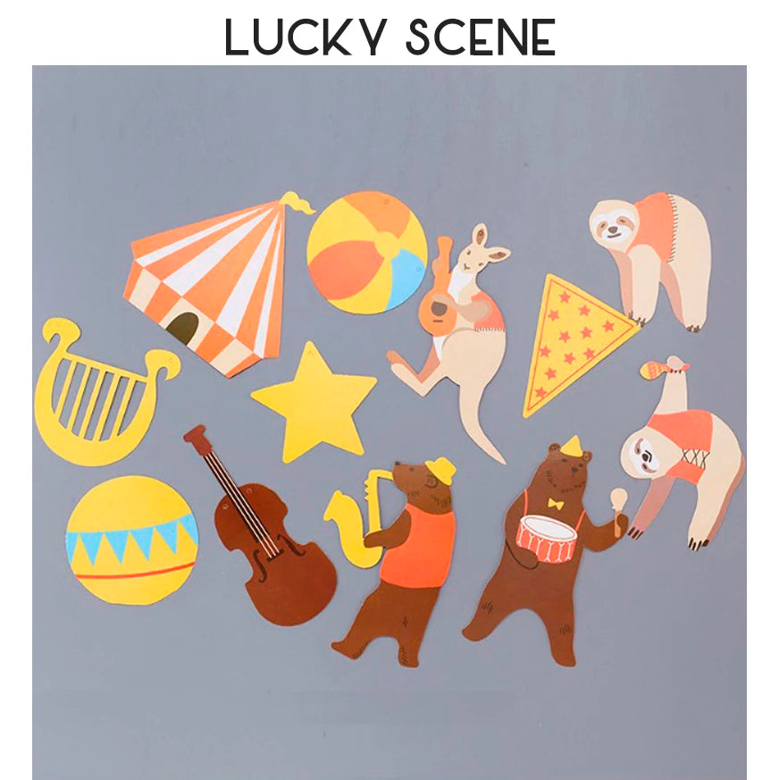 guirlande décorative anniversaire animaux mignons multicolore dessin animé oiseaux ours instruments musique