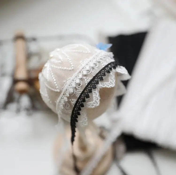 dentelle polyester 8mm blanc noir motifs floraux vintage romantique semi transparent chapeau décoration