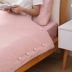 boutons lit antidérapants plastique moderne rose gris bleu blanc adhésifs sécurisés housse couette