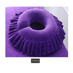 coussin massage violet velours confort sans electricité salon beauté thérapie spa repose visage repose