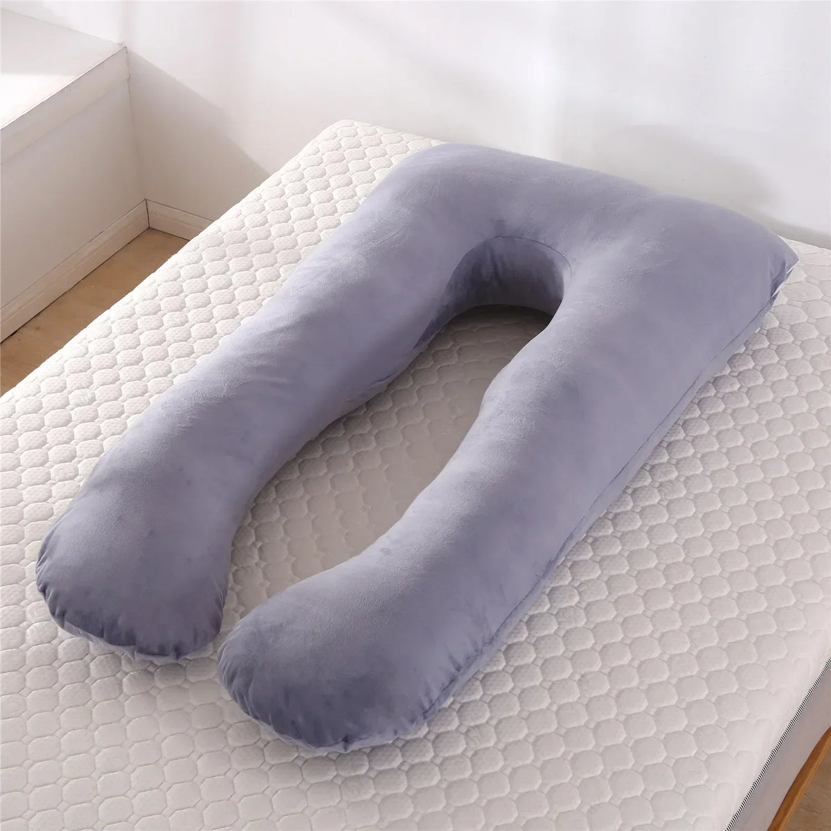 coussin maternité bleu clair forme polyester coton massage voyage literie allaitement