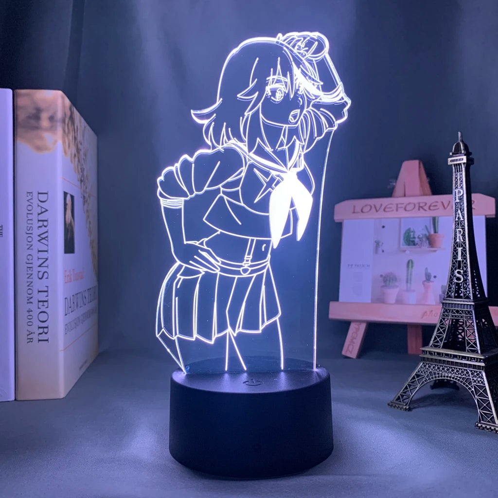 lampe led 3d personnage animé bleu blanc rouge base noire moderne contour linéaire