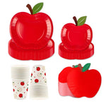 assiettes jetables rouge motif pomme moderne gobelets papier occasion fête anniversaire enfants parents