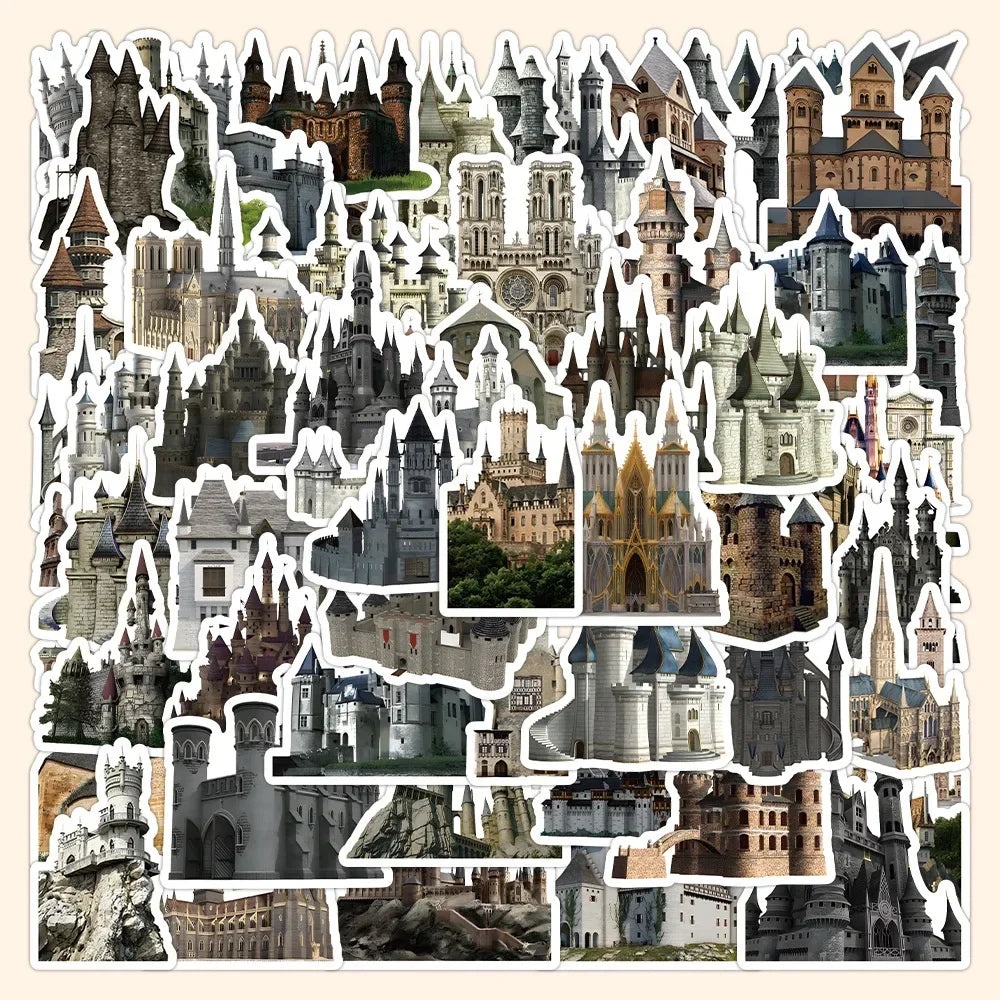 autocollants architecture historique classique beige gris noir adhésifs papeterie artisanat jouets constructions européennes