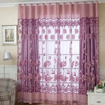 rideaux polonais floral translucides rose violet marron brodés chanvre romantiques salon chambre
