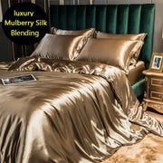 Parure de lit en soie de mûrier Queen Size 4 pièces - Luxe et confort pour chambre
