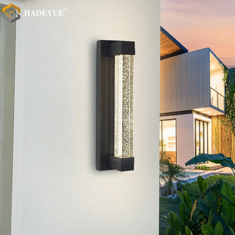 applique murale moderne noire transparente ip65 led éclairage extérieur balcon jardin