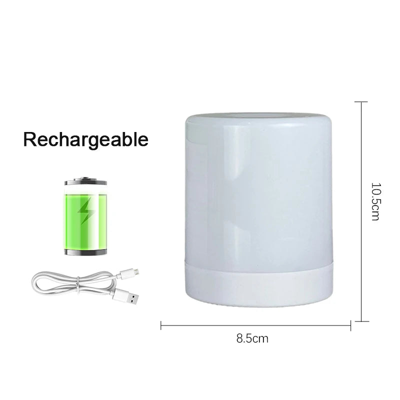 veilleuse lampe table led blanc moderne éclairage nuit chambre tactile charge