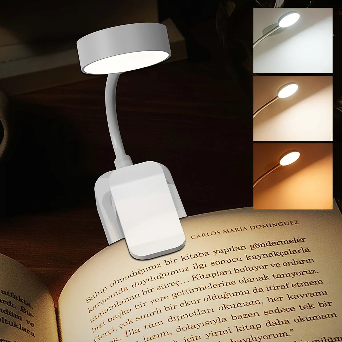 lampe lecture rechargeable clip blanc moderne minimaliste batterie aaa portable étudiante protection yeux veilleuse